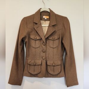 Tulle Wool Blend Green Brown Blazer Women's Size Medium